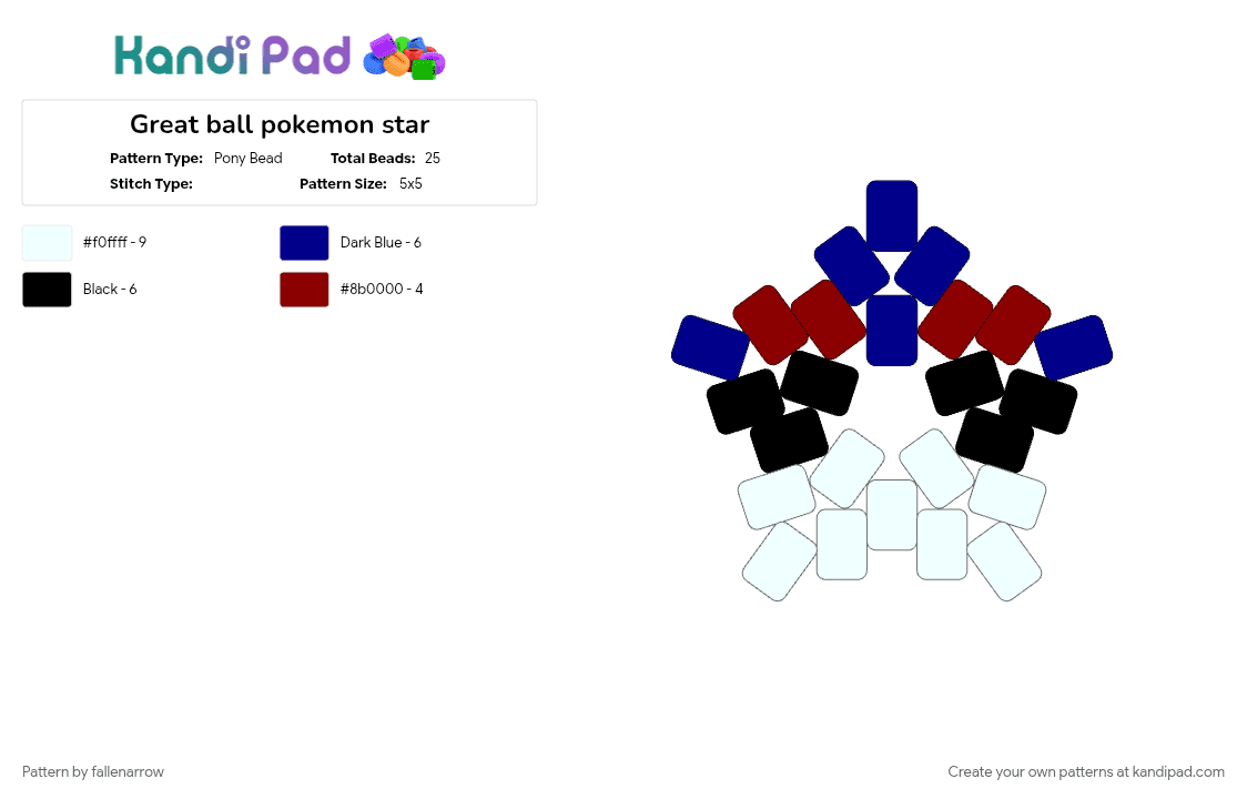 Great ball pokemon star - Pony Bead Pattern by fallenarrow on Kandi Pad - purple, red