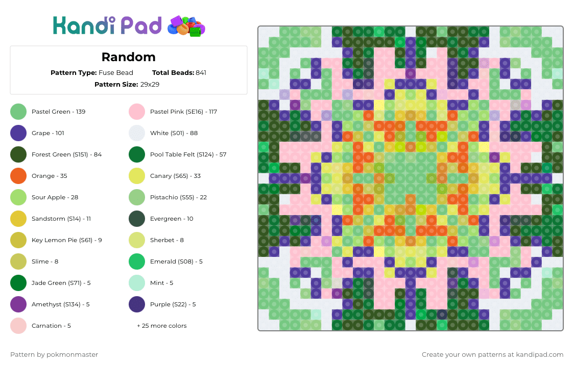Random - Fuse Bead Pattern by rimarala on Kandi Pad - teal,green,purple,yellow,colorful