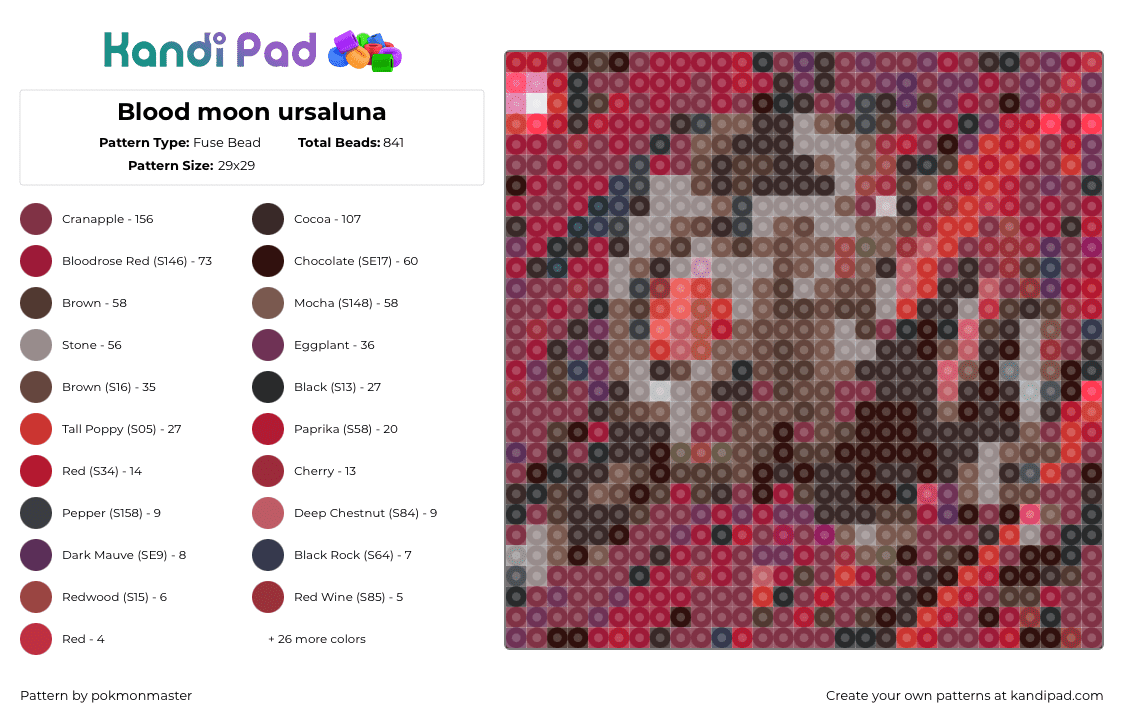 Blood moon ursaluna - Fuse Bead Pattern by rimarala on Kandi Pad - 
