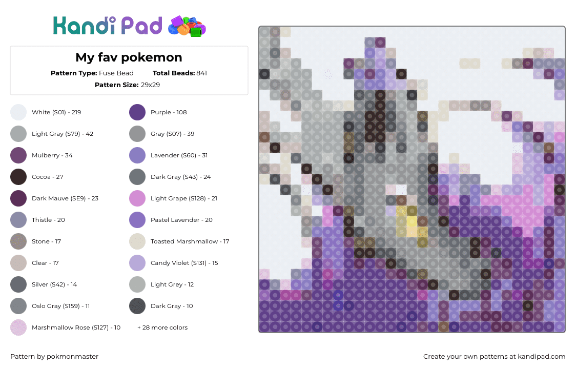 My fav pokemon - Fuse Bead Pattern by rimarala on Kandi Pad - 
