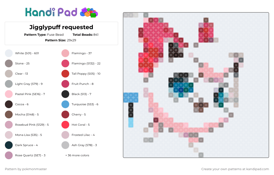 Jigglypuff requested - Fuse Bead Pattern by rimarala on Kandi Pad - 