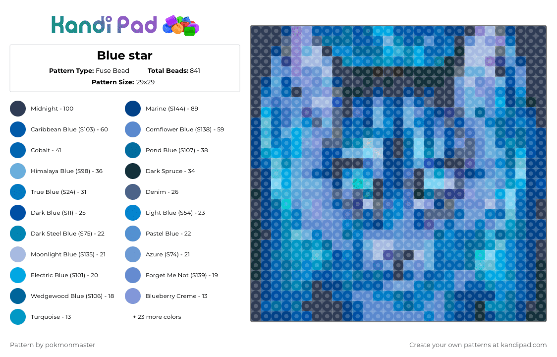 Blue star - Fuse Bead Pattern by rimarala on Kandi Pad - 