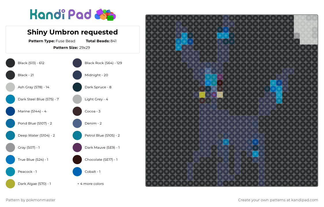 Shiny Umbron requested - Fuse Bead Pattern by rimarala on Kandi Pad - 