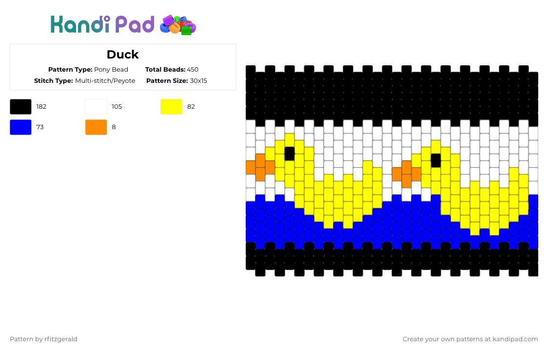 Duck - Pony Bead Pattern by rfitzgerald on Kandi Pad - yellow,purple