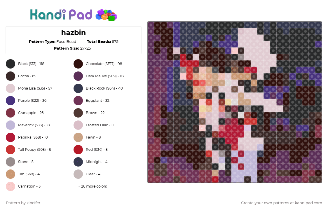 hazbin - Fuse Bead Pattern by zipcifer on Kandi Pad - 