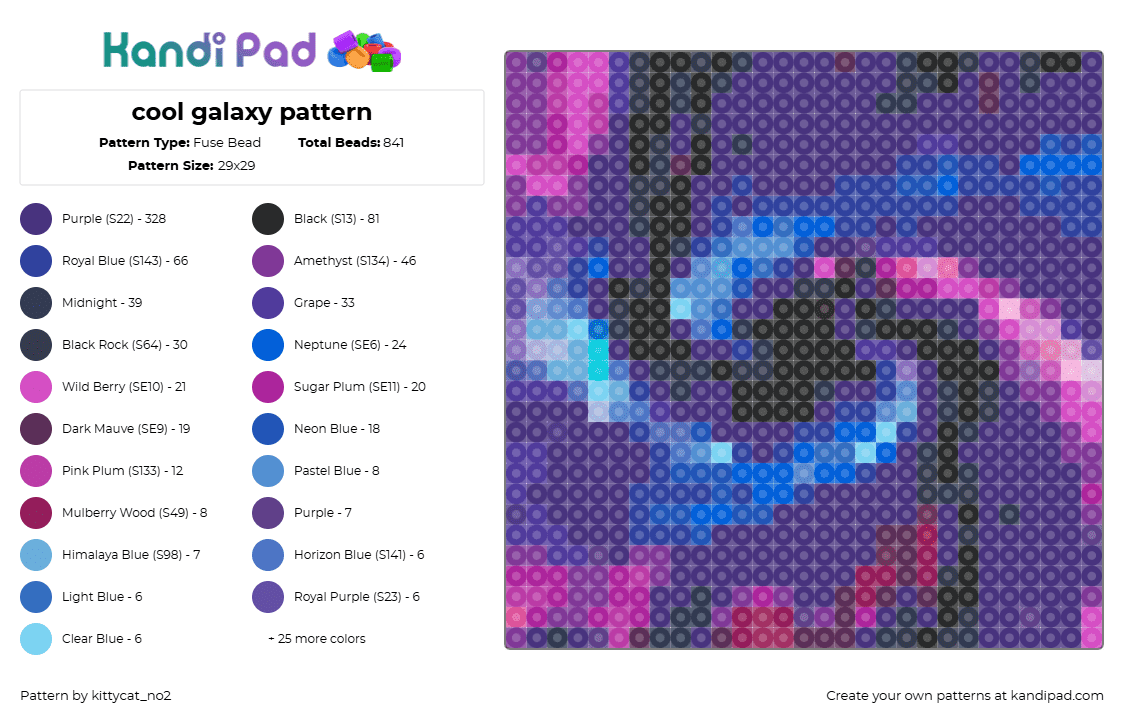 cool galaxy pattern - Fuse Bead Pattern by kittycat_no2 on Kandi Pad - pink,purple