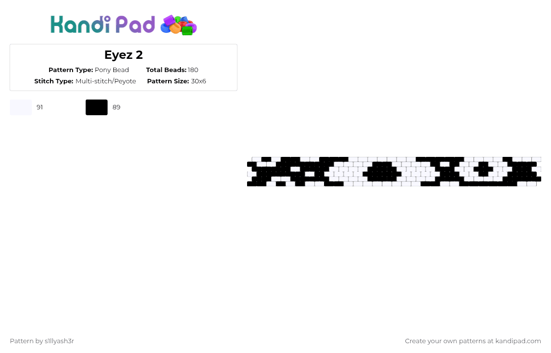 Eyez 2 - Pony Bead Pattern by s1llyash3r on Kandi Pad - black, white