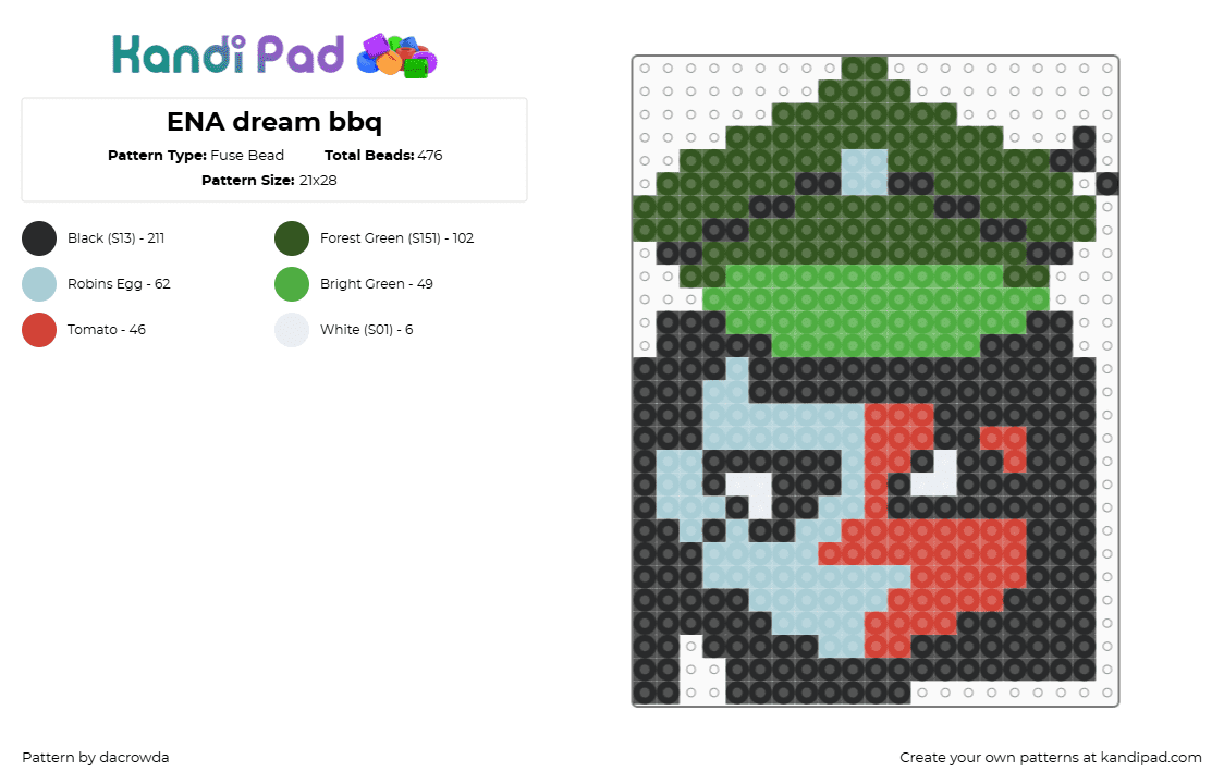 ENA dream bbq - Fuse Bead Pattern by dacrowda on Kandi Pad - light blue,gold,ena,ena dream bbq,perler,hama