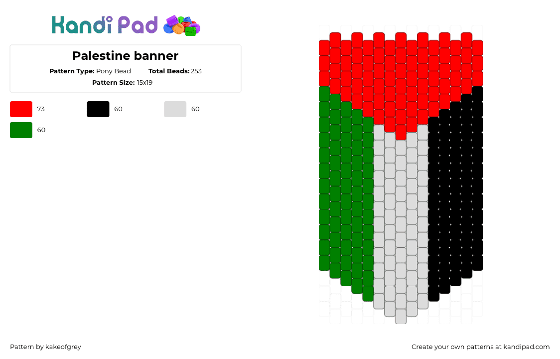 Palestine banner - Pony Bead Pattern by kakeofgrey on Kandi Pad - red,green