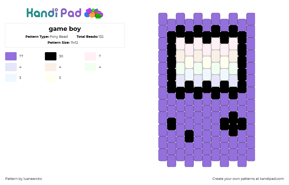 game boy - Pony Bead Pattern by luanearctic on Kandi Pad - purple
