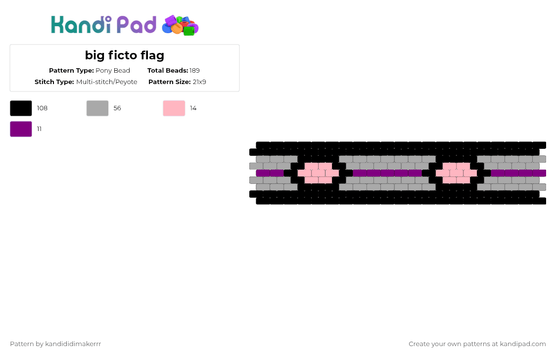 big ficto flag - Pony Bead Pattern by kandididimakerrr on Kandi Pad - beige,pink