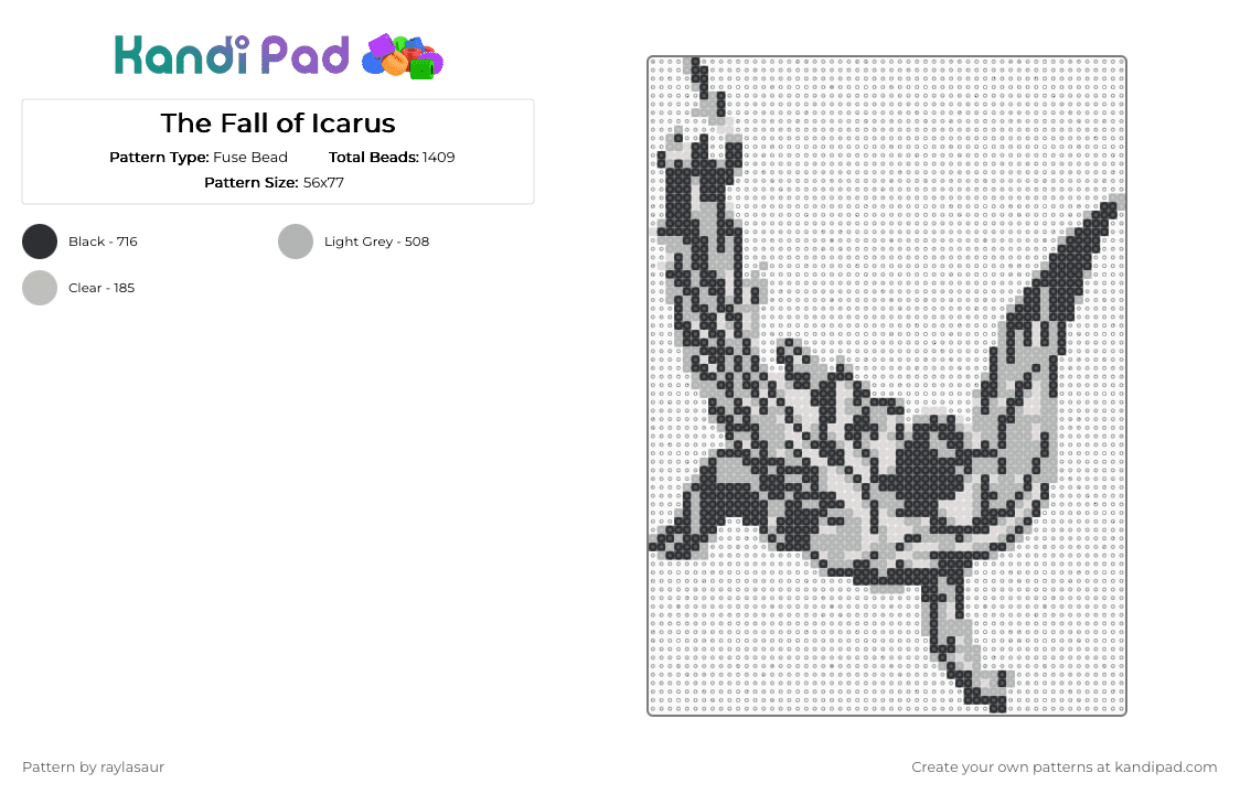 The Fall of Icarus - Fuse Bead Pattern by raylasaur on Kandi Pad - beige,black,art
