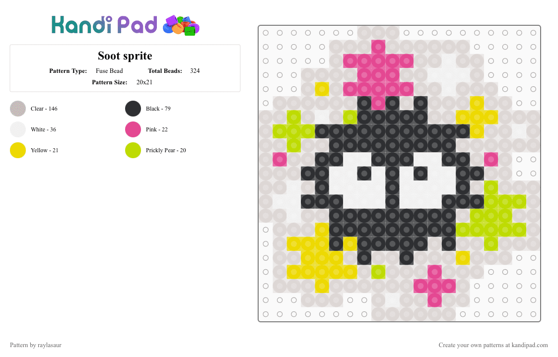Soot sprite - Fuse Bead Pattern by raylasaur on Kandi Pad - beige,spirited away,soot sprite