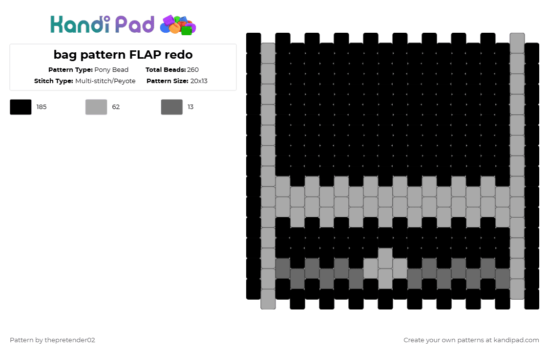 bag pattern FLAP redo - Pony Bead Pattern by thepretender02 on Kandi Pad - black,beige