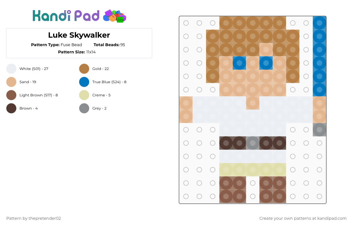 Luke Skywalker - Fuse Bead Pattern by thepretender02 on Kandi Pad - beige,tan