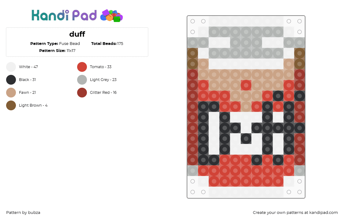 duff - Fuse Bead Pattern by bubza on Kandi Pad - beige,red