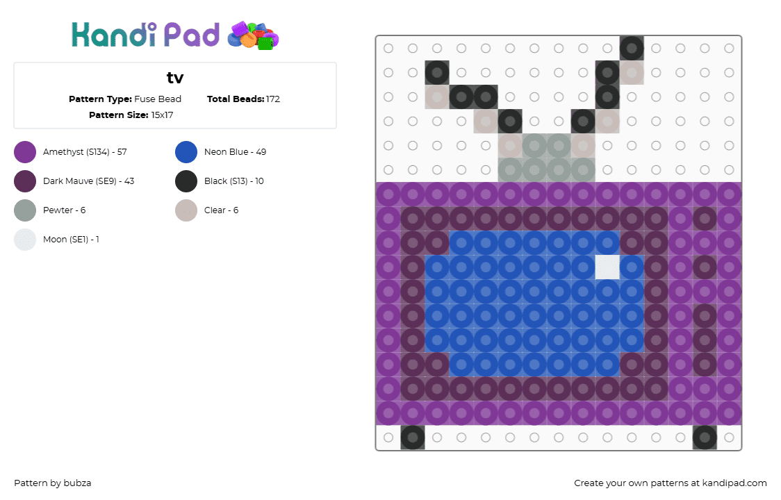 tv - Fuse Bead Pattern by bubza on Kandi Pad - pink,blue