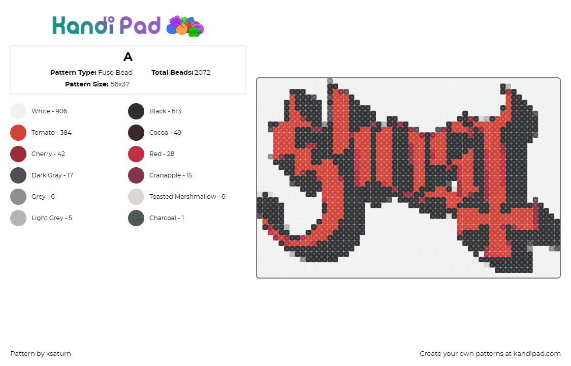 A - Fuse Bead Pattern by xsaturn on Kandi Pad - ghost,band,music,stylized,red,black,logo