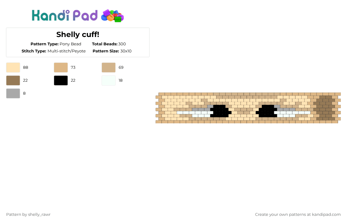 Shelly cuff! - Pony Bead Pattern by shelly_rawr on Kandi Pad - beige
