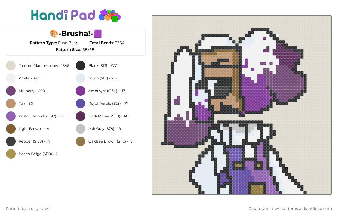 🎨-Brusha!-🟪 - Fuse Bead Pattern by shelly_rawr on Kandi Pad - pink,beige,tishasweep,brusha