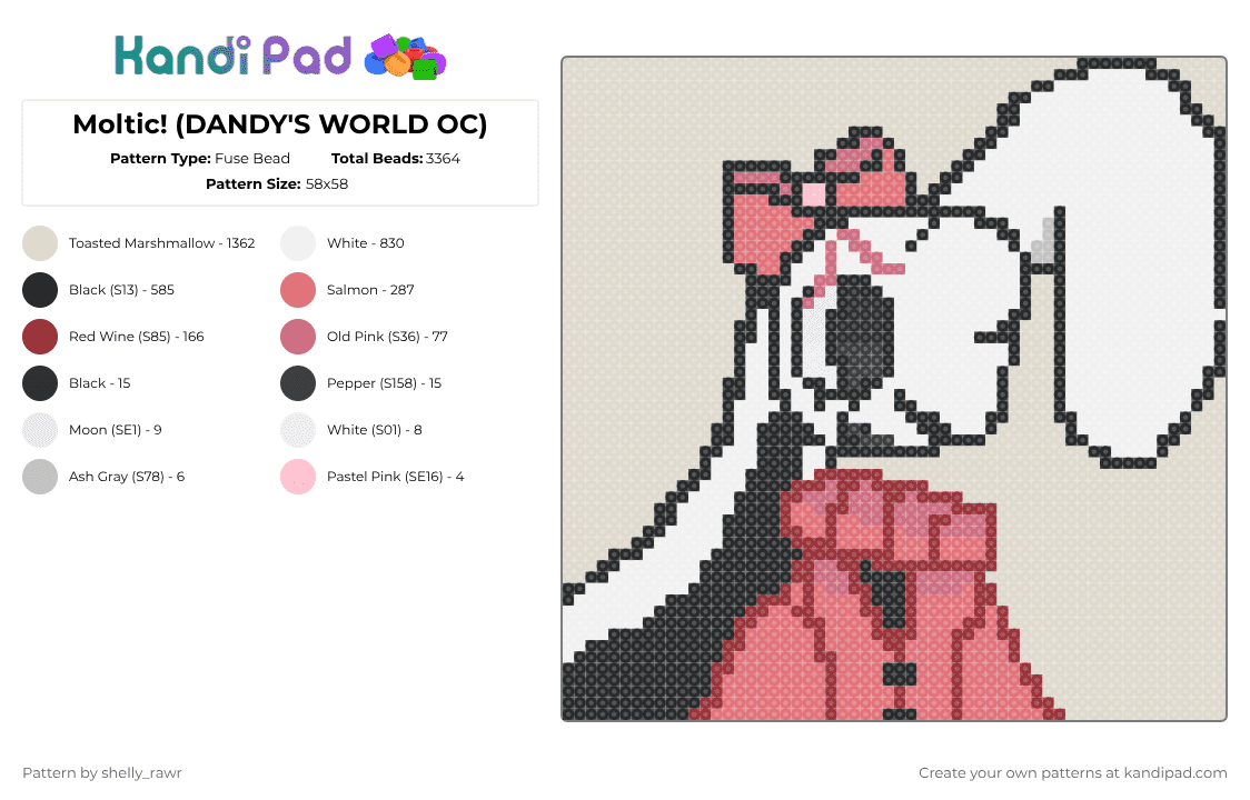 Moltic! (DANDY\'S WORLD OC) - Fuse Bead Pattern by shelly_rawr on Kandi Pad - beige