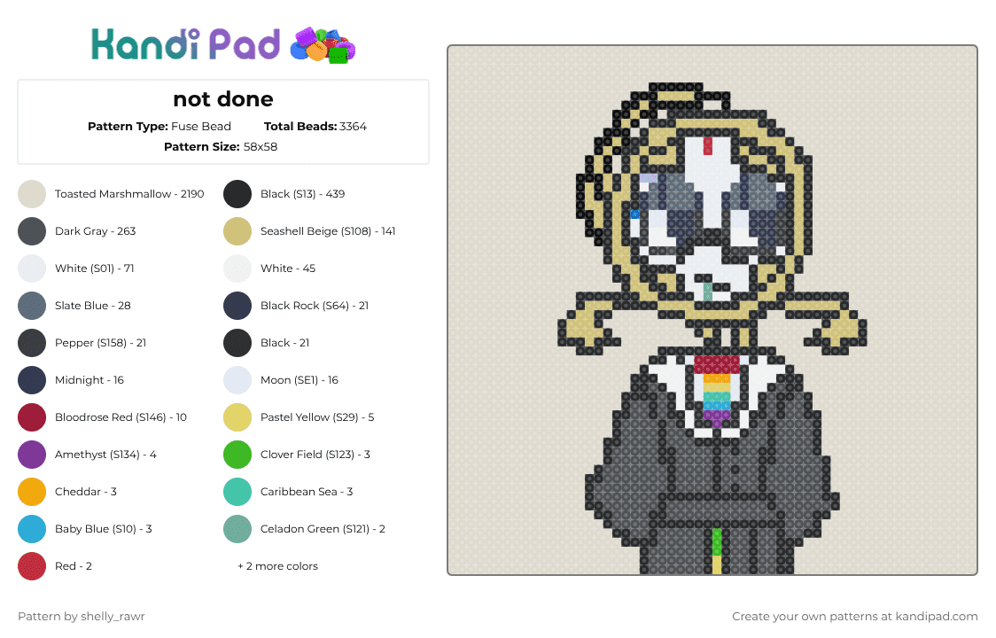 Dyle!! - Fuse Bead Pattern by shelly_rawr on Kandi Pad - beige,gray