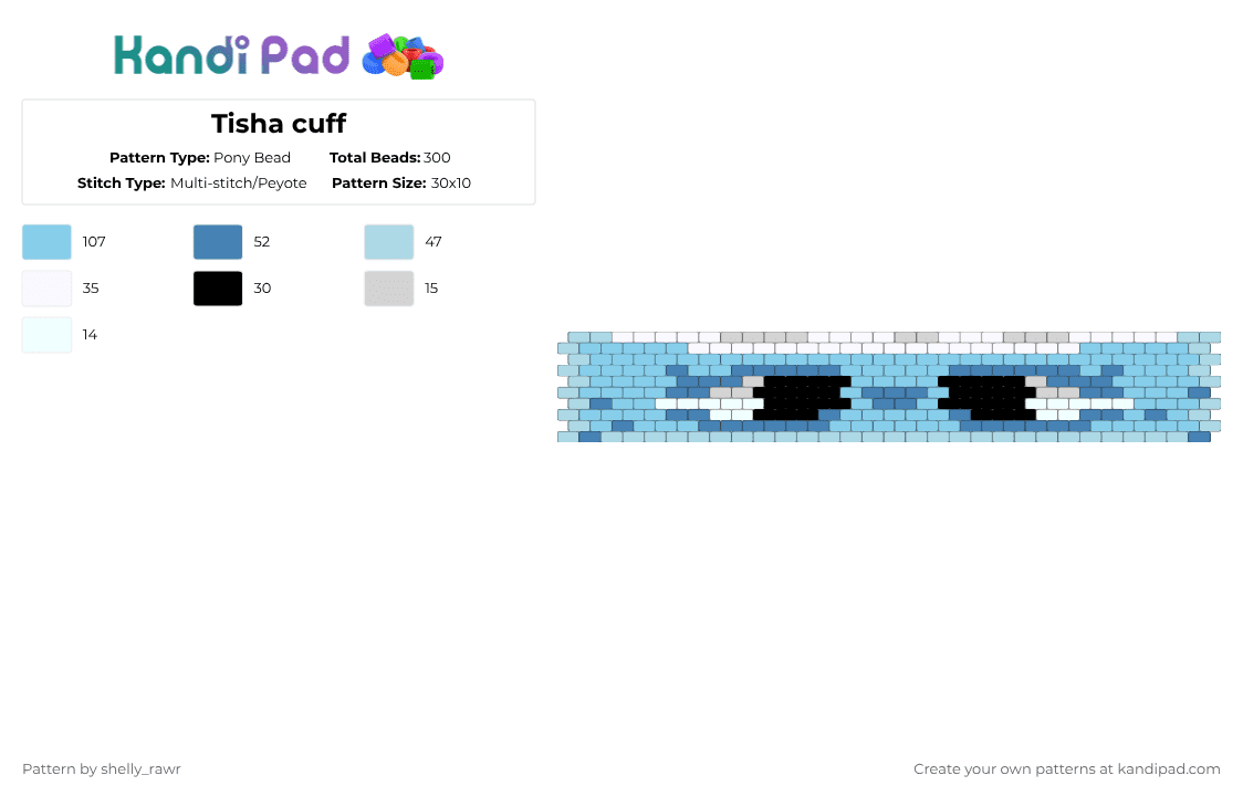 Tisha cuff - Pony Bead Pattern by shelly_rawr on Kandi Pad - light blue