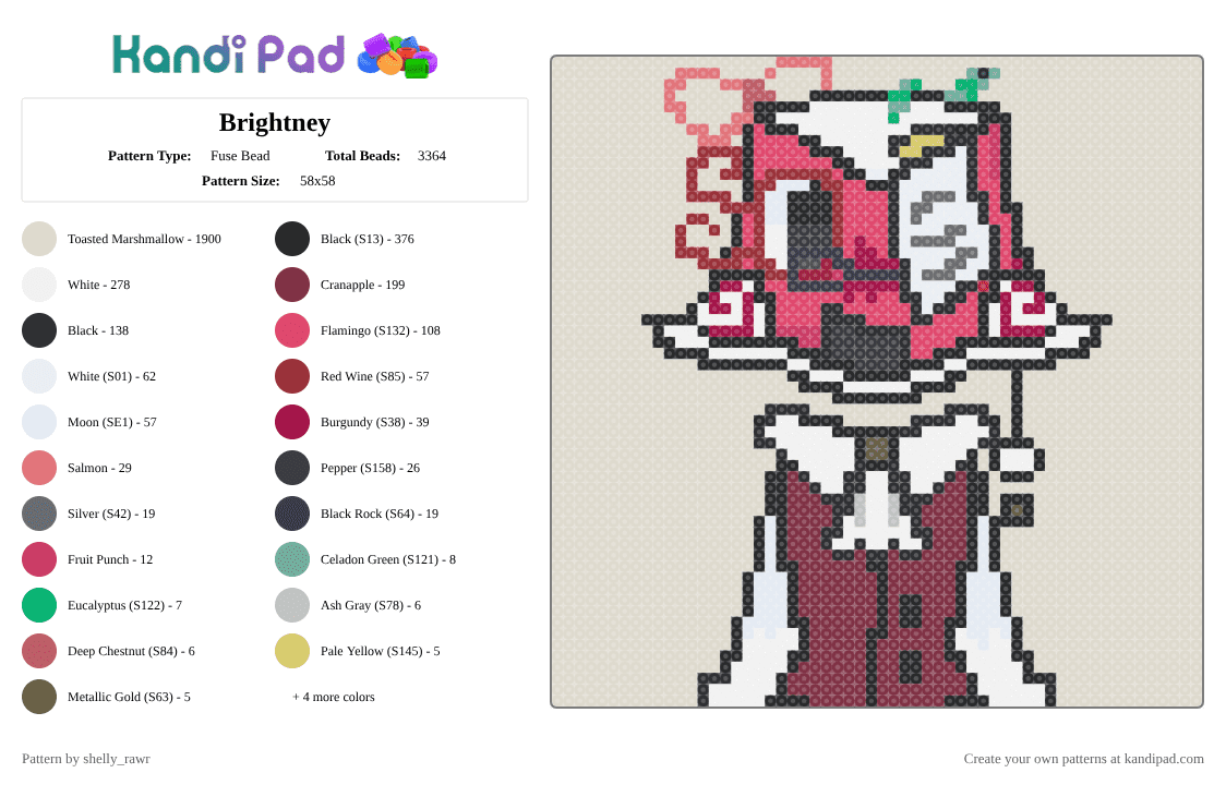 Brightney - Fuse Bead Pattern by shelly_rawr on Kandi Pad - beige