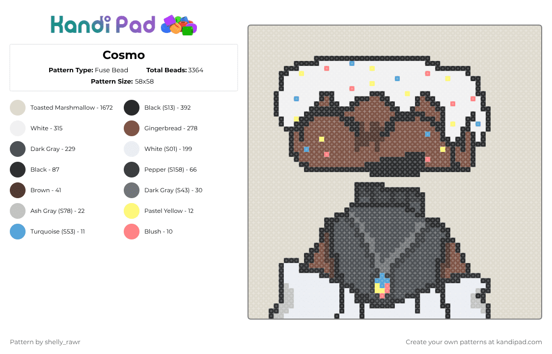 Cosmo - Fuse Bead Pattern by shelly_rawr on Kandi Pad - beige