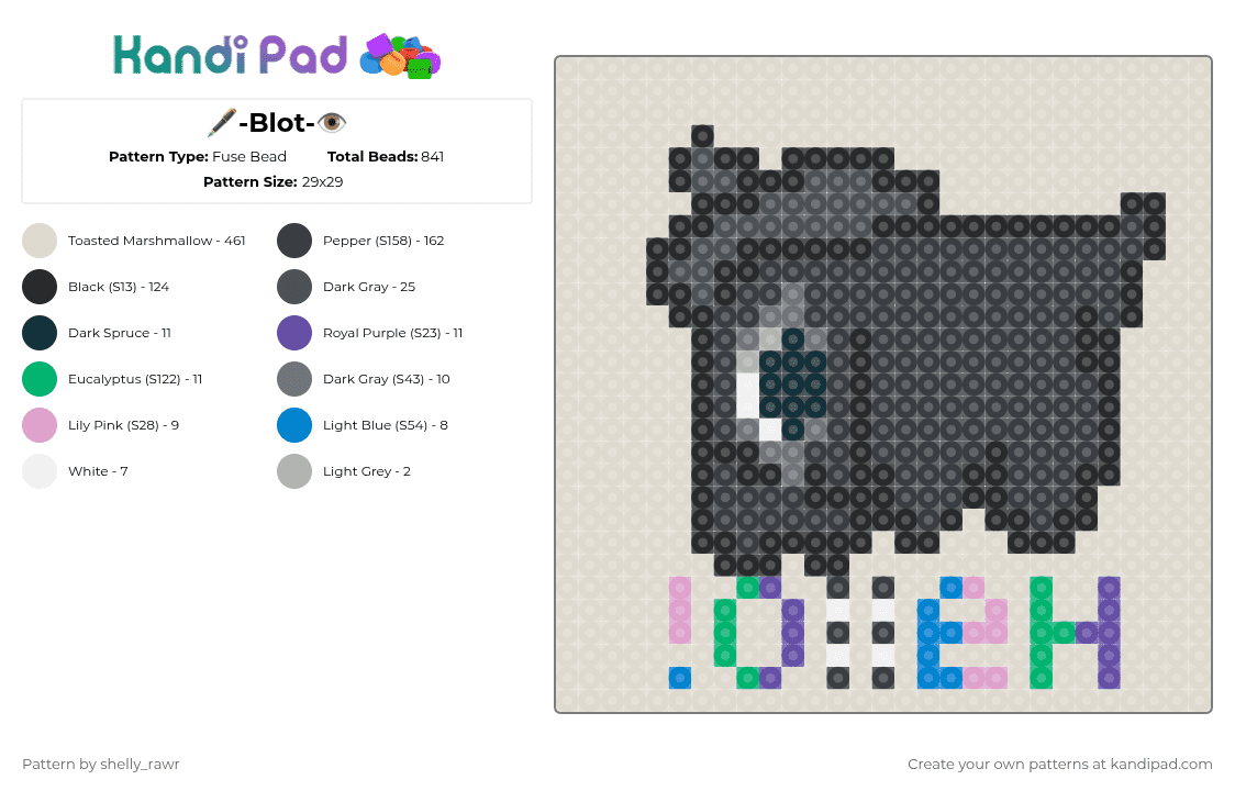 🖋-Blot-👁 - Fuse Bead Pattern by shelly_rawr on Kandi Pad - beige