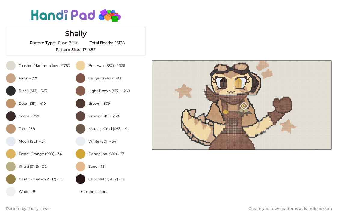 Shelly - Fuse Bead Pattern by shelly_rawr on Kandi Pad - beige,shelly,dandys world