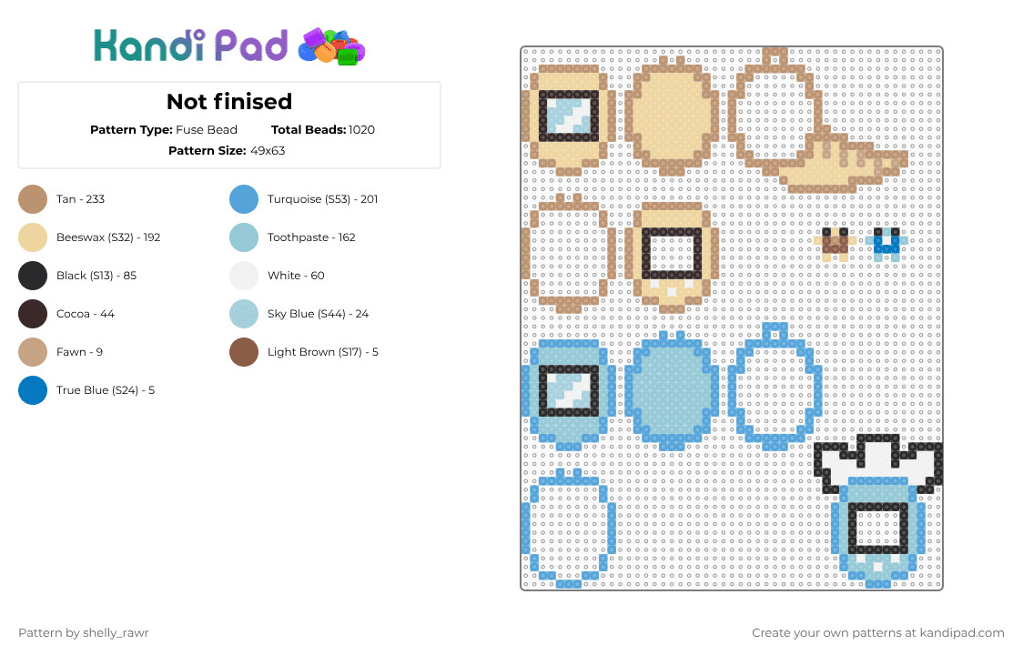 Fossilcleaning Tamagotchi Shaker! - Fuse Bead Pattern by shelly_rawr on Kandi Pad - beige,light blue
