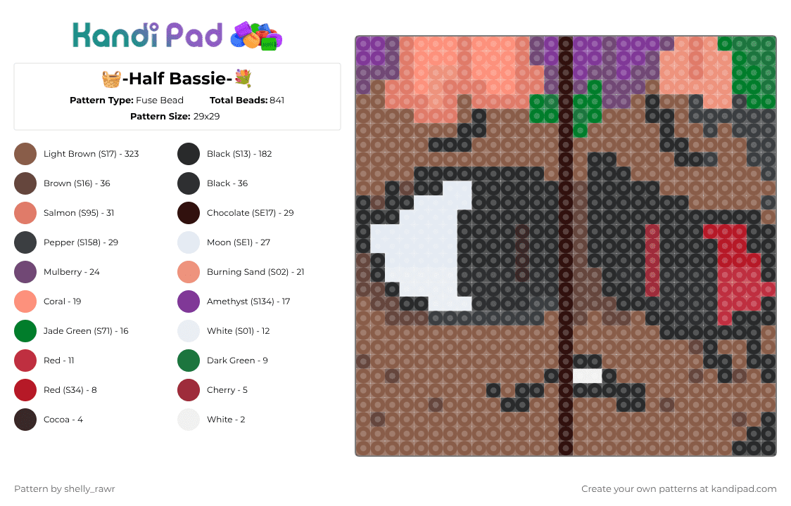 🧺-Half Bassie-💐 - Fuse Bead Pattern by shelly_rawr on Kandi Pad - tan