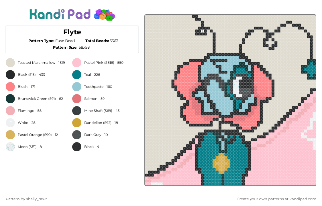 Flyte - Fuse Bead Pattern by shelly_rawr on Kandi Pad - beige,pink