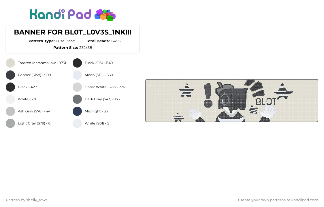 BANNER FOR BL0T_L0V3S_1NK!!! - Fuse Bead Pattern by shelly_rawr on Kandi Pad - beige,bl0tl0v3s1nk