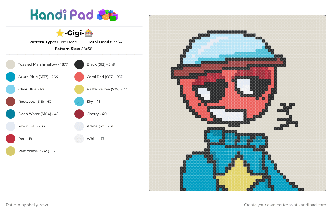 ⭐-Gigi-🎰 - Fuse Bead Pattern by shelly_rawr on Kandi Pad - beige