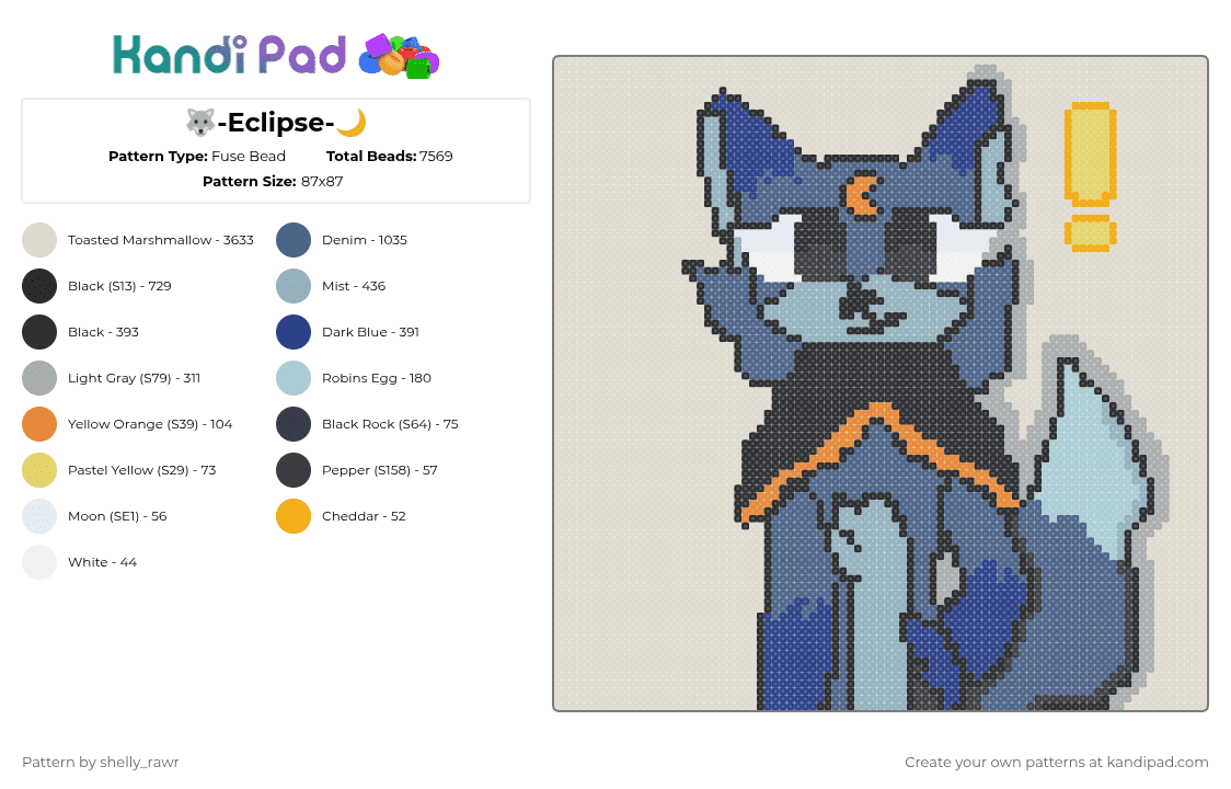 🐺-Eclipse-🌙 - Fuse Bead Pattern by shelly_rawr on Kandi Pad - beige,blue