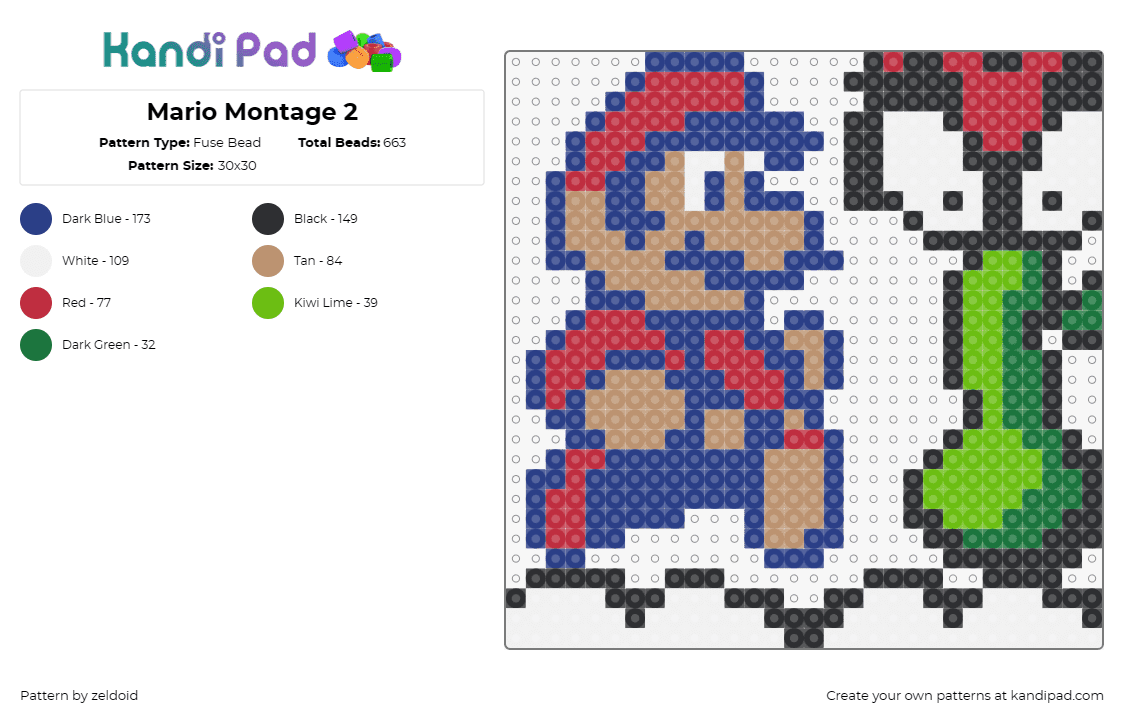 Mario Montage 2 - Fuse Bead Pattern by zeldoid on Kandi Pad - mario,nintendo,video game,gaming,character,adventure