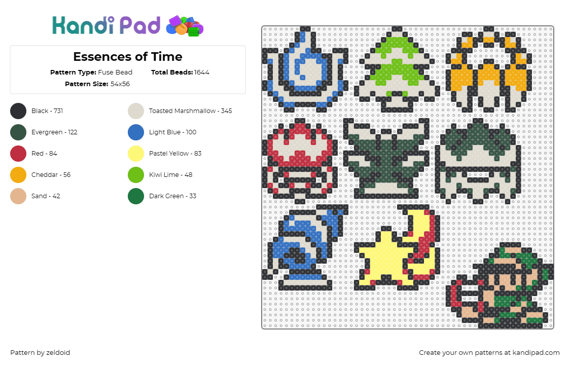 Essences of Time - Fuse Bead Pattern by zeldoid on Kandi Pad - legend of zelda,video game,essences,time,icons,symbols,link,adventure,fantasy