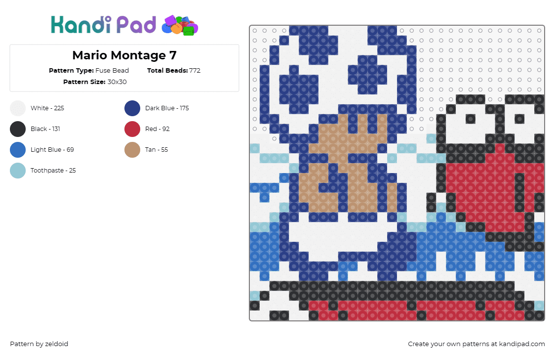 Mario Montage 7 - Fuse Bead Pattern by zeldoid on Kandi Pad - toad,super mario,nintendo,montage,video game,nostalgia,character