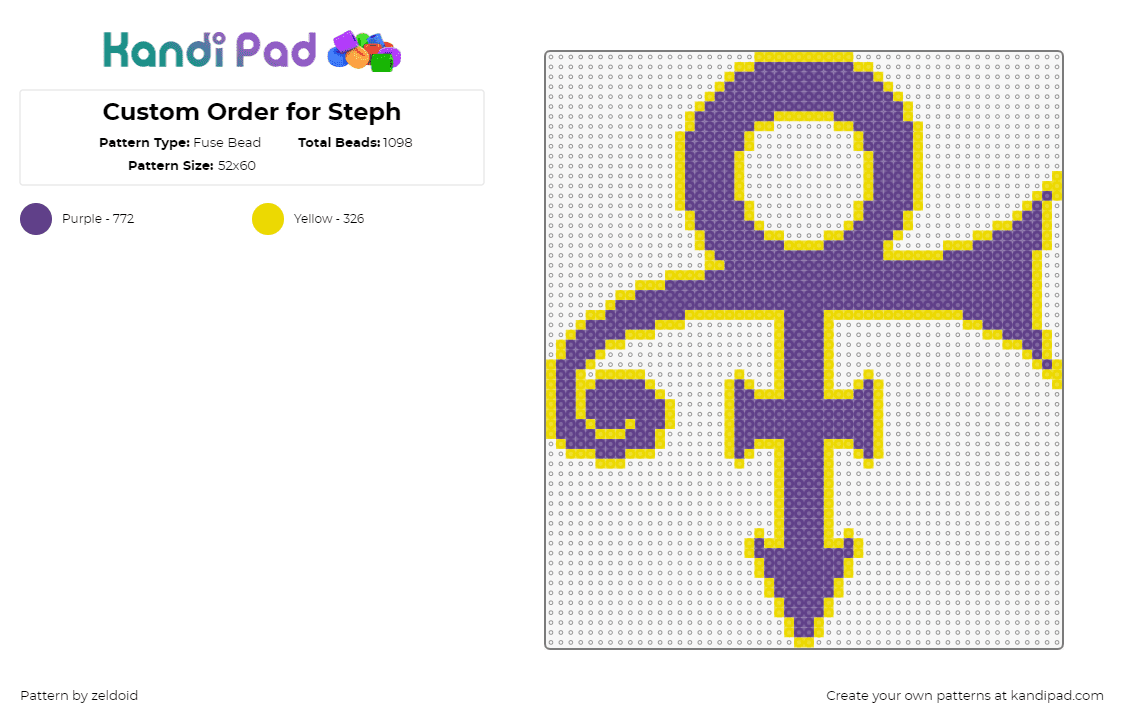 Prince Symbol - Fuse Bead Pattern by zeldoid on Kandi Pad - prince,logo,symbol,music,guitar,purple,yellow