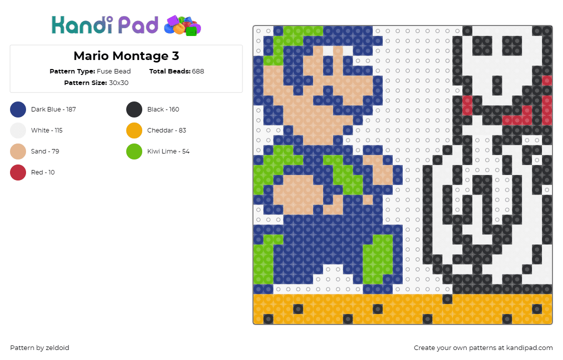 Mario Montage 3 - Fuse Bead Pattern by zeldoid on Kandi Pad - luigi,mario,nintendo,video game,gaming,character,green