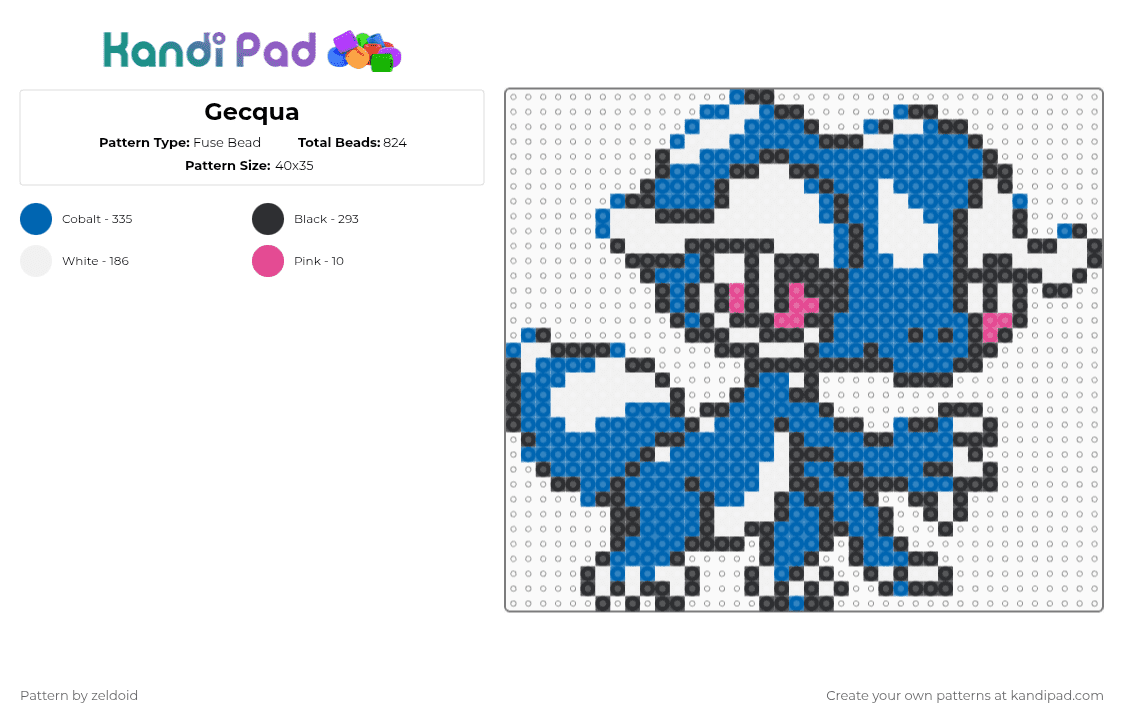Gecqua - Fuse Bead Pattern by zeldoid on Kandi Pad - blue