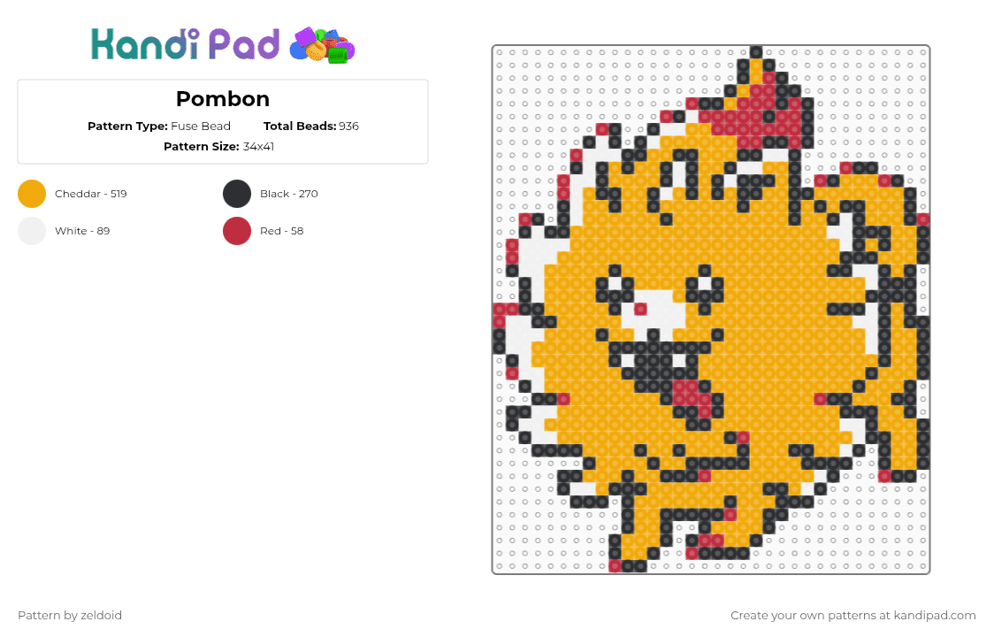 Pombon - Fuse Bead Pattern by zeldoid on Kandi Pad - orange