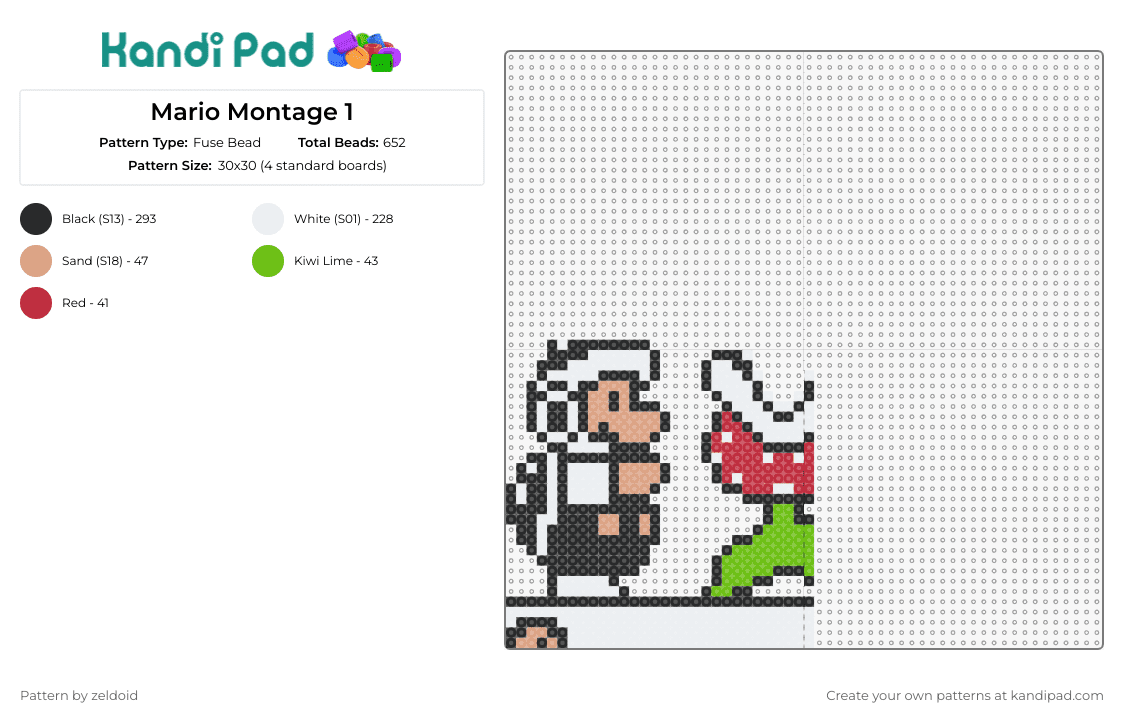 Mario Montage 1 - Fuse Bead Pattern by zeldoid on Kandi Pad - mario,piranha plant,nintendo,video game,retro,gaming,character