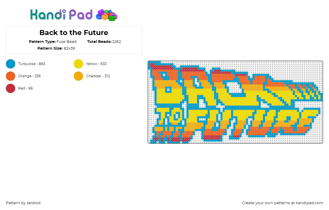 Back to the Future - Fuse Bead Pattern by zeldoid on Kandi Pad - back to the future,movie,sci fi,excitement,classic,iconic logo,retro shades,red,