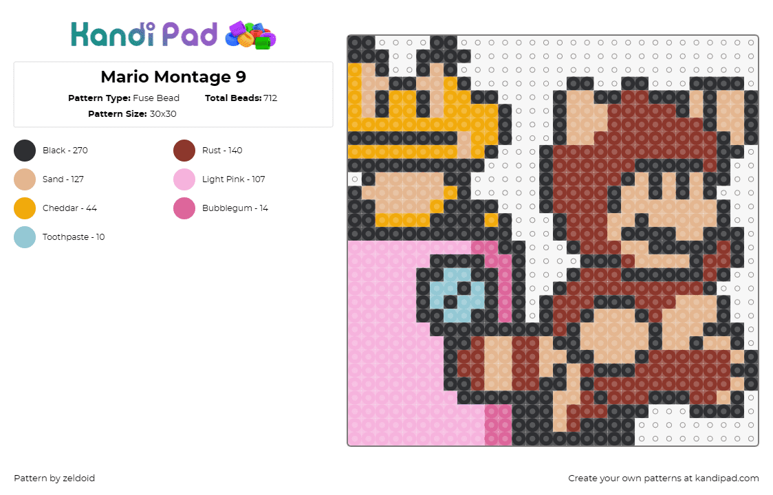 Mario Montage 9 - Fuse Bead Pattern by zeldoid on Kandi Pad - super mario,nintendo,montage,raccoon form,power-up,nostalgia,brown