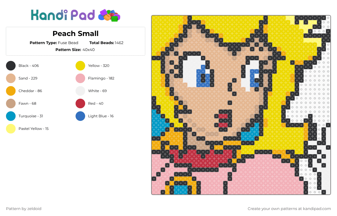 Peach Small - Fuse Bead Pattern by zeldoid on Kandi Pad - beige,yellow