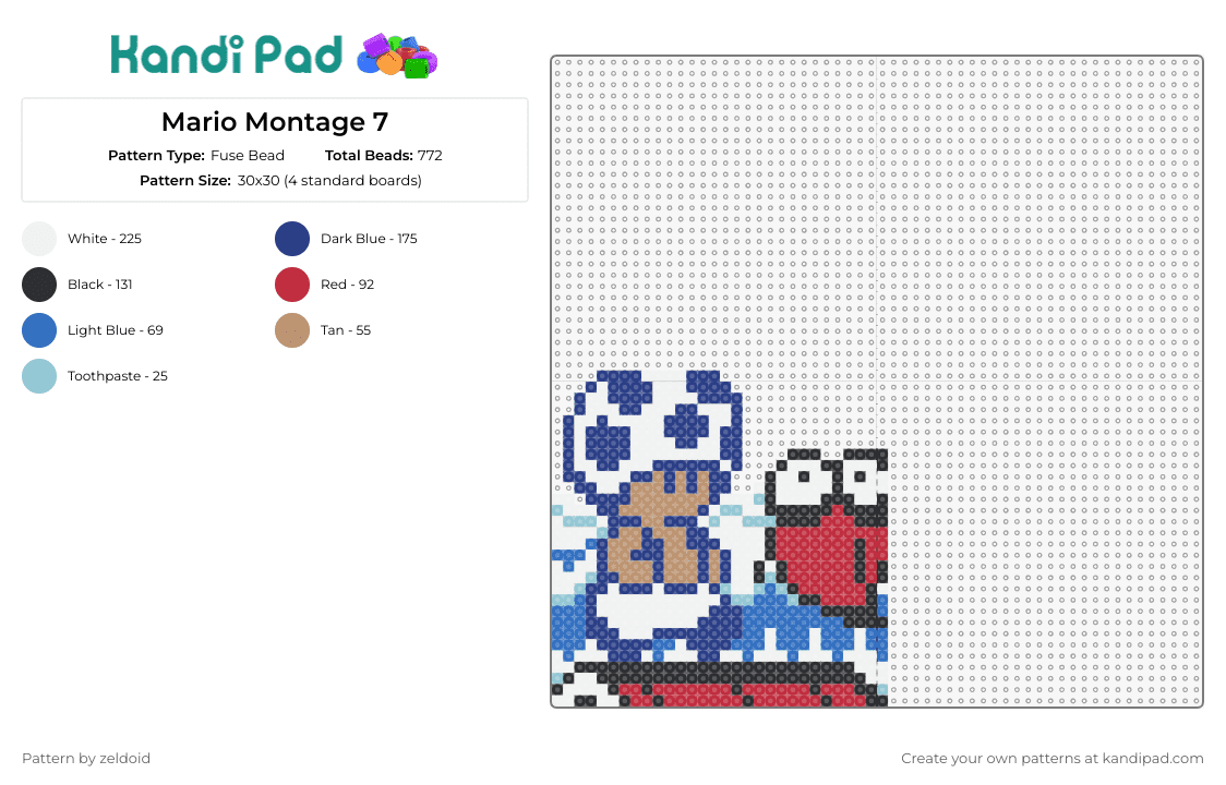 Mario Montage 7 - Fuse Bead Pattern by zeldoid on Kandi Pad - toad,super mario,nintendo,montage,video game,nostalgia,character