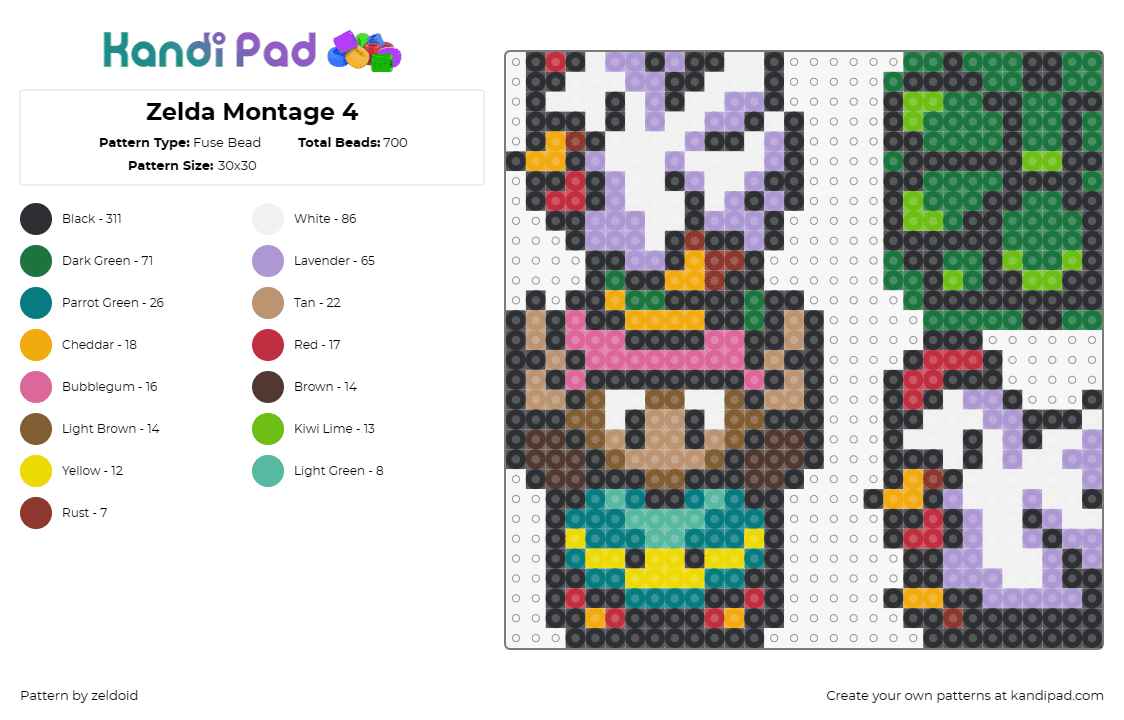 Zelda Montage 4 - Fuse Bead Pattern by zeldoid on Kandi Pad - legend of zelda,montage,video game,adventure,link,triforce